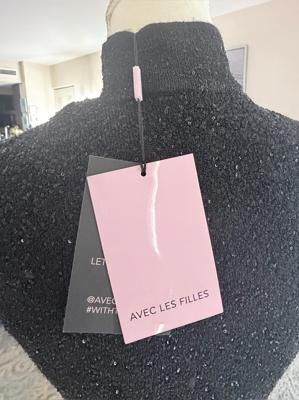 Avec Les Filles Black Sleeveless Turtleneck Mini Dress - Picture 7 of 10